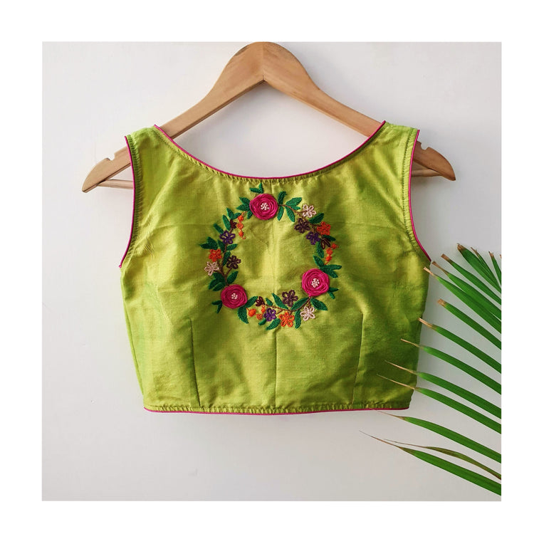 Multi-Thread Hand Embroidery Cotton Blouse