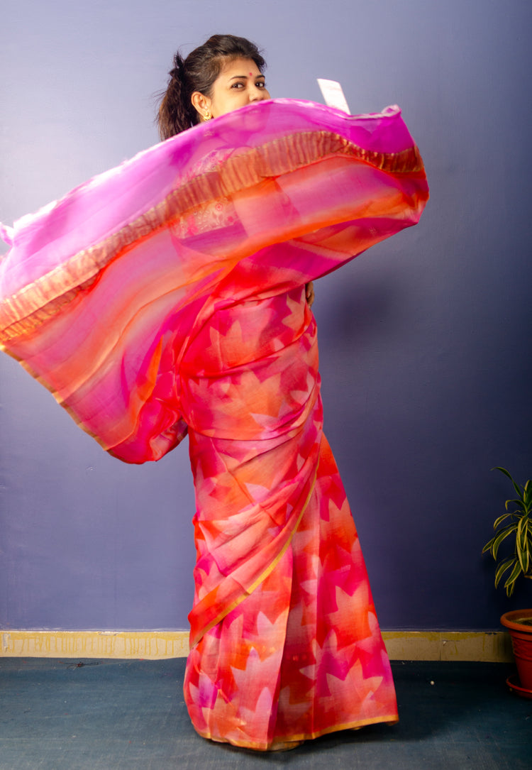 Beautiful Multi Color Pure Chiffon Sari