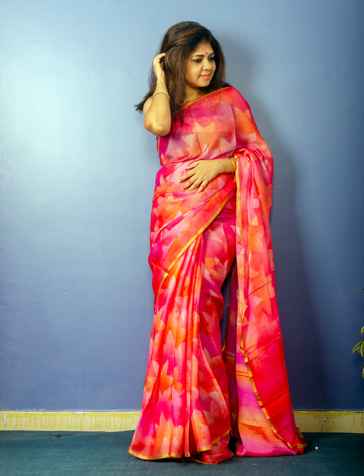 Beautiful Multi Color Pure Chiffon Sari