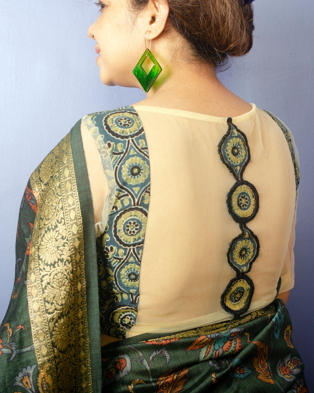 Juniper Handwoven Pure Muga Silk  with Kalamkari Print — view 8