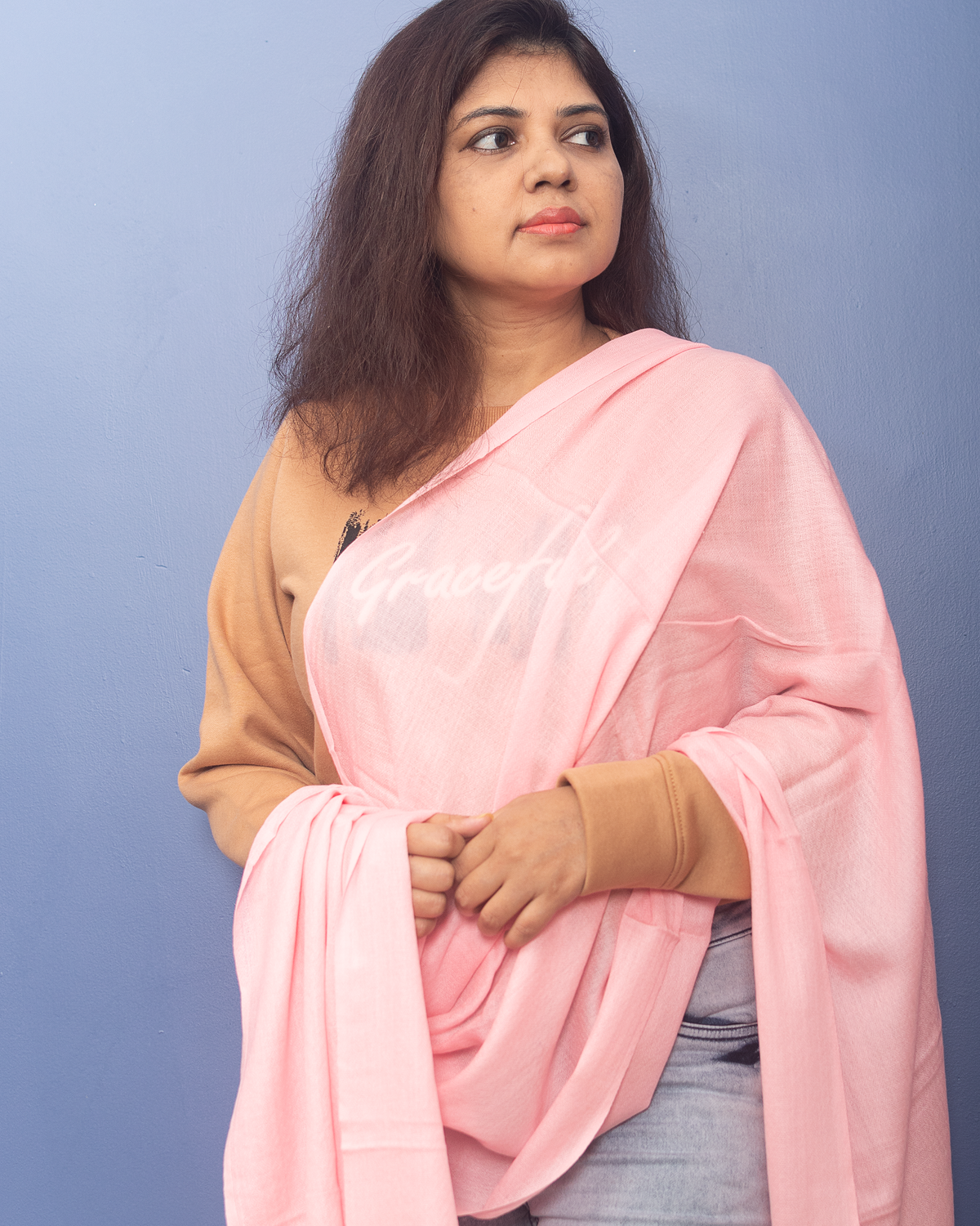 Lemonade Pink Pure Pashmina Stole — view 3