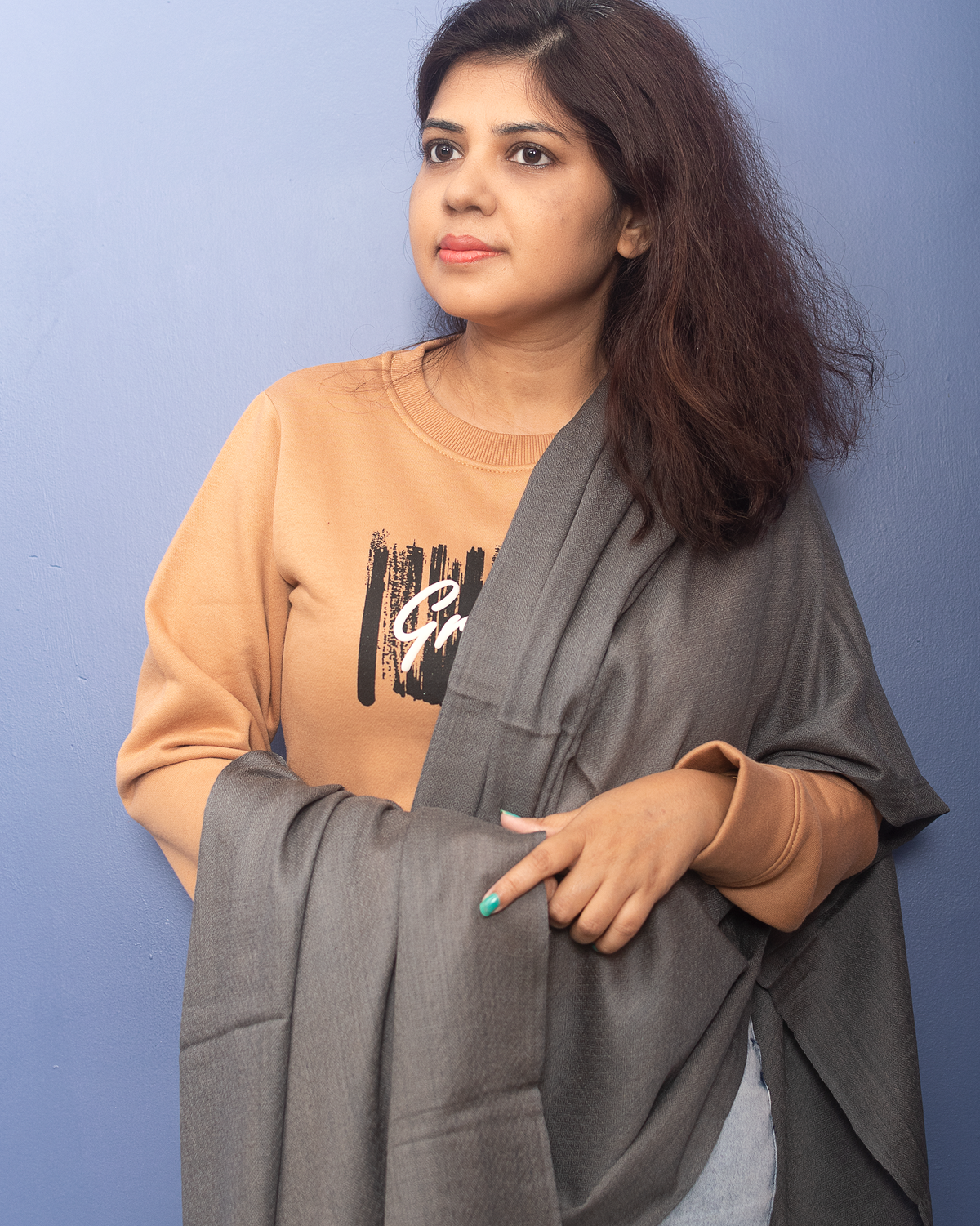 Grey Pure Pashmina Stole — view 3