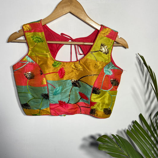 Multi Color Designer Blouse With Embroidery