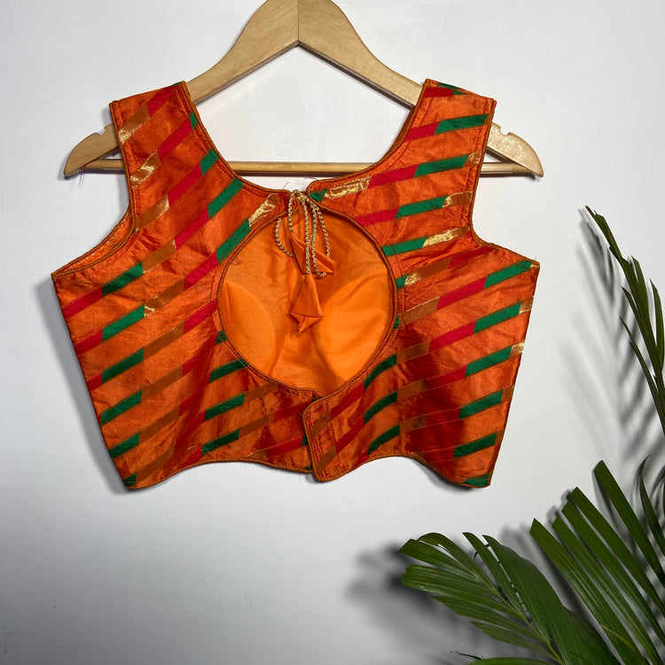 Orange with Multicolor Stripe Blouse