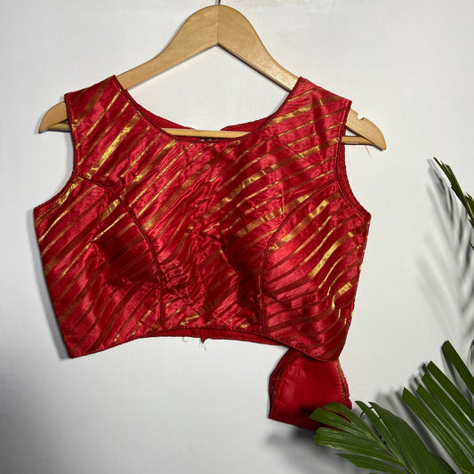 Red Blouse With Golden Stripe