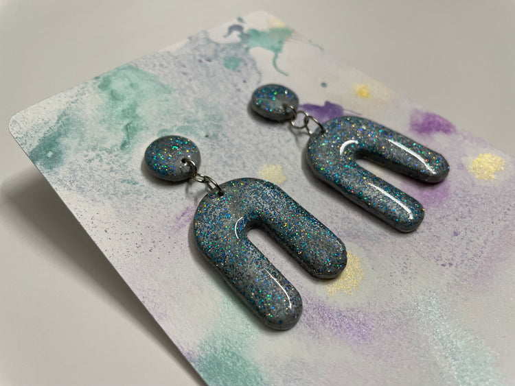 Glisten - Blue Glitter Glam Earrings