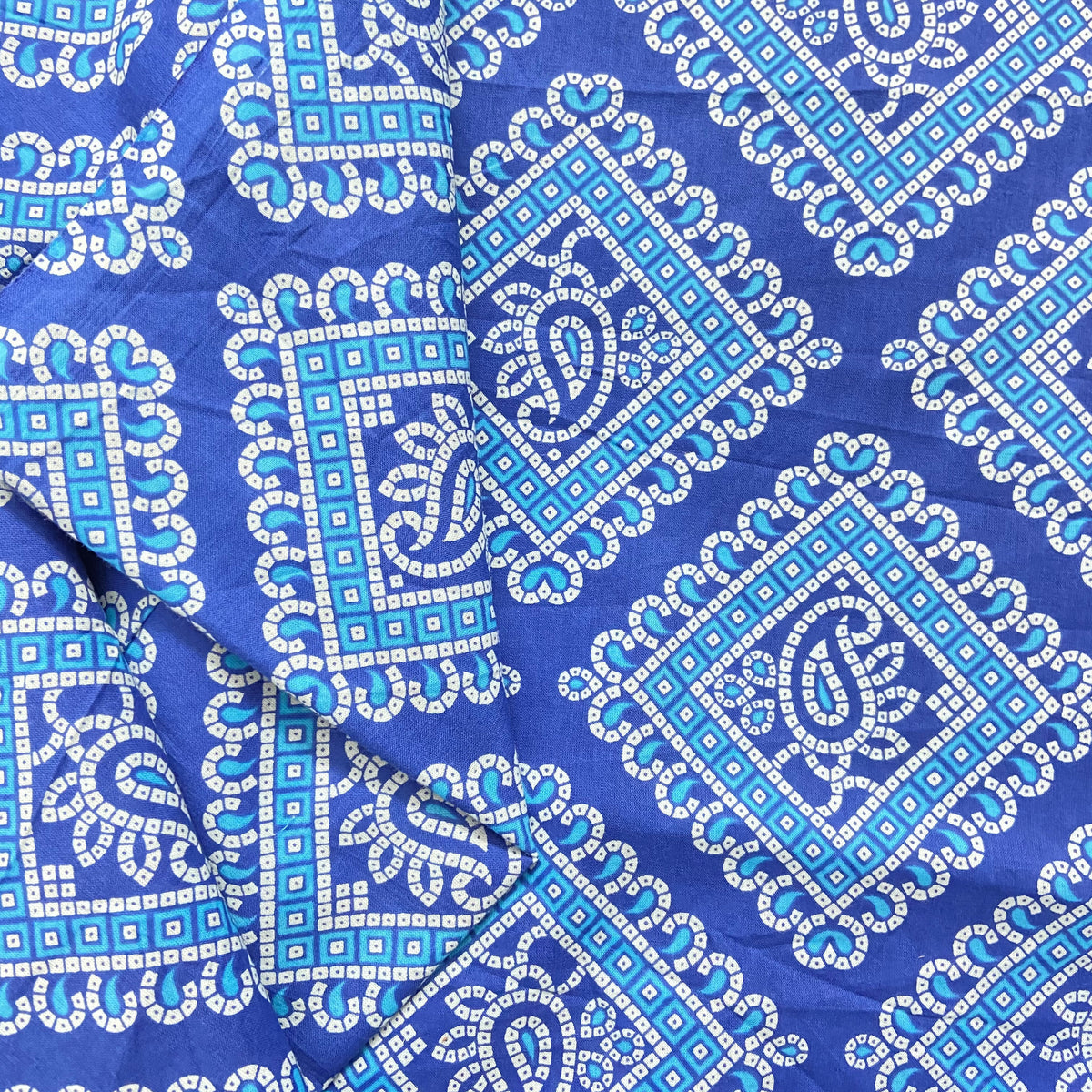 Blue White Bandhni Screen Print Cotton Fabric — view 2