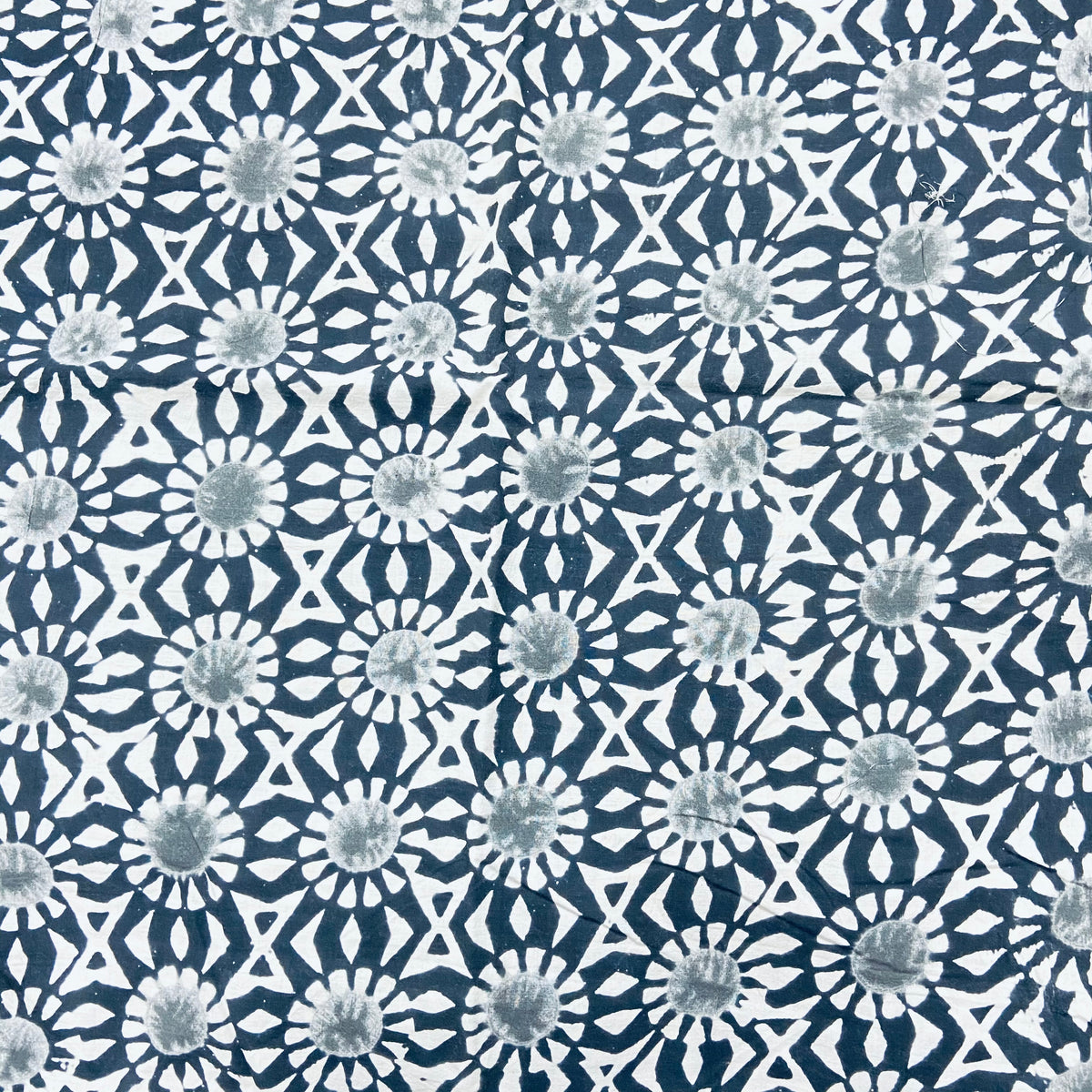 Black White Floral Hand Block Print Cotton Fabric — view 4