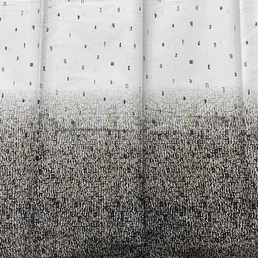 Shades Script Pattern on White Cotton Fabric