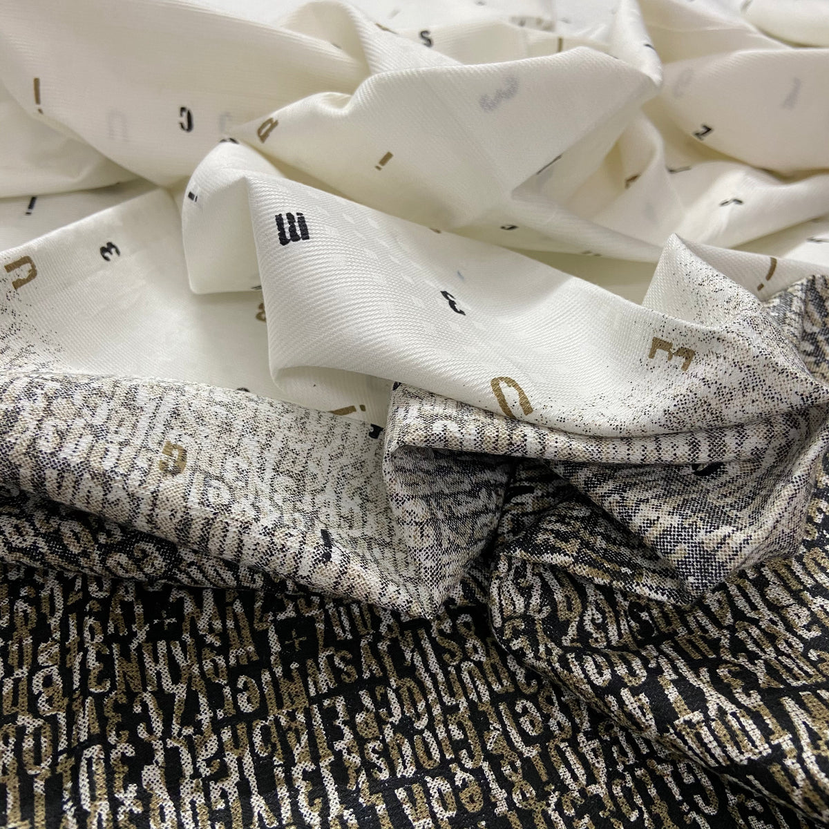 Shades Script Pattern on White Cotton Fabric — view 4