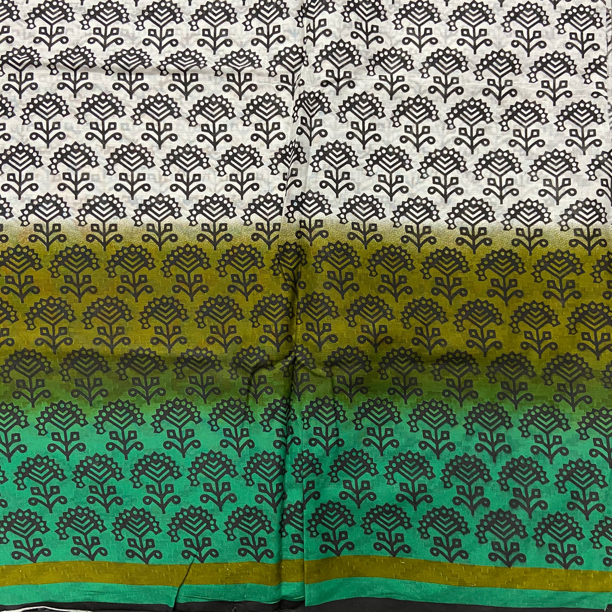 Floral Screen Print white Cotton Fabric — view 2