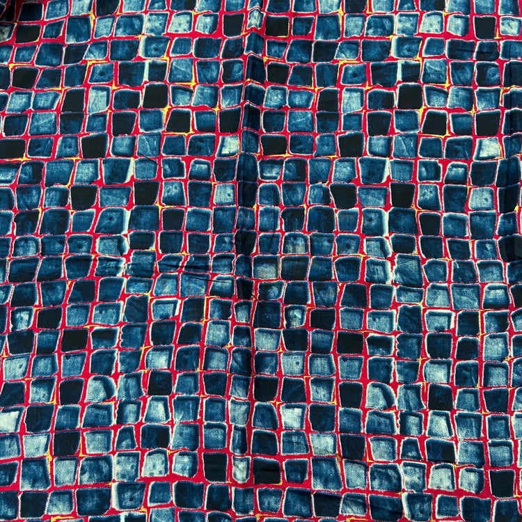 Dark Bluish Grey Screen Print on Rayon Fabric