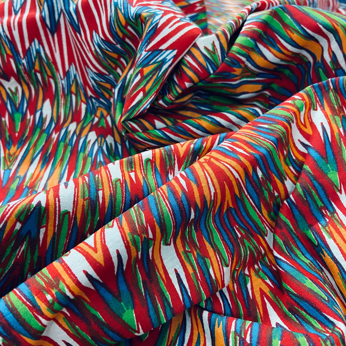 Multi-Colour Abstract Pattern Screen Print Cotton Fabric — view 3