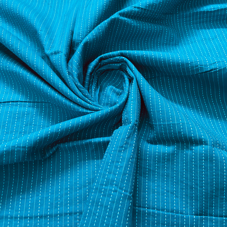 Kantha Stitch on Sky Blue Cotton Fabric