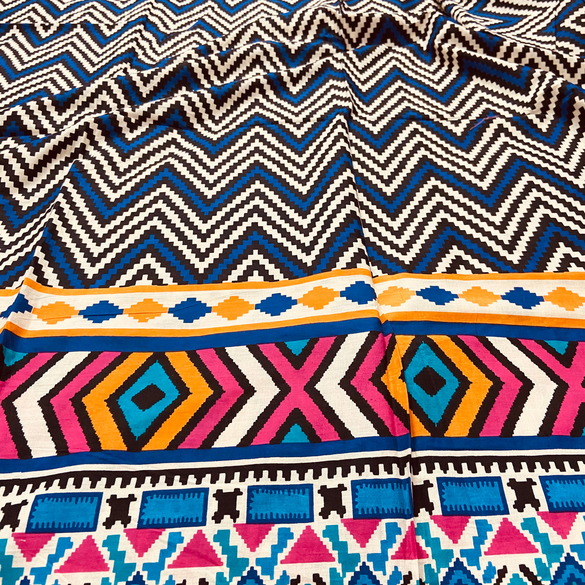 Multi Color Zigzag  Pattern Digital Print on Cotton Fabric — view 2