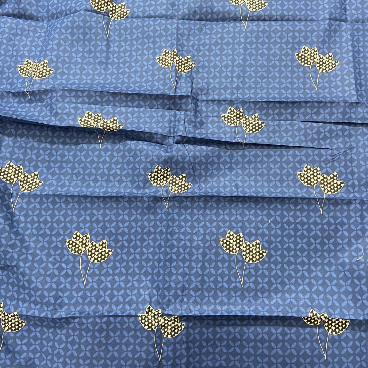 Bluish Grey Screen Print on Mix Cotton Fabric — view 2