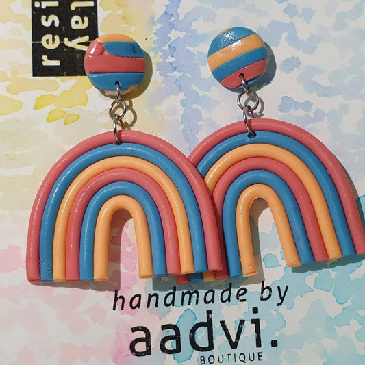 Rainbow - Multicolor Polymer Clay Drop Earrings