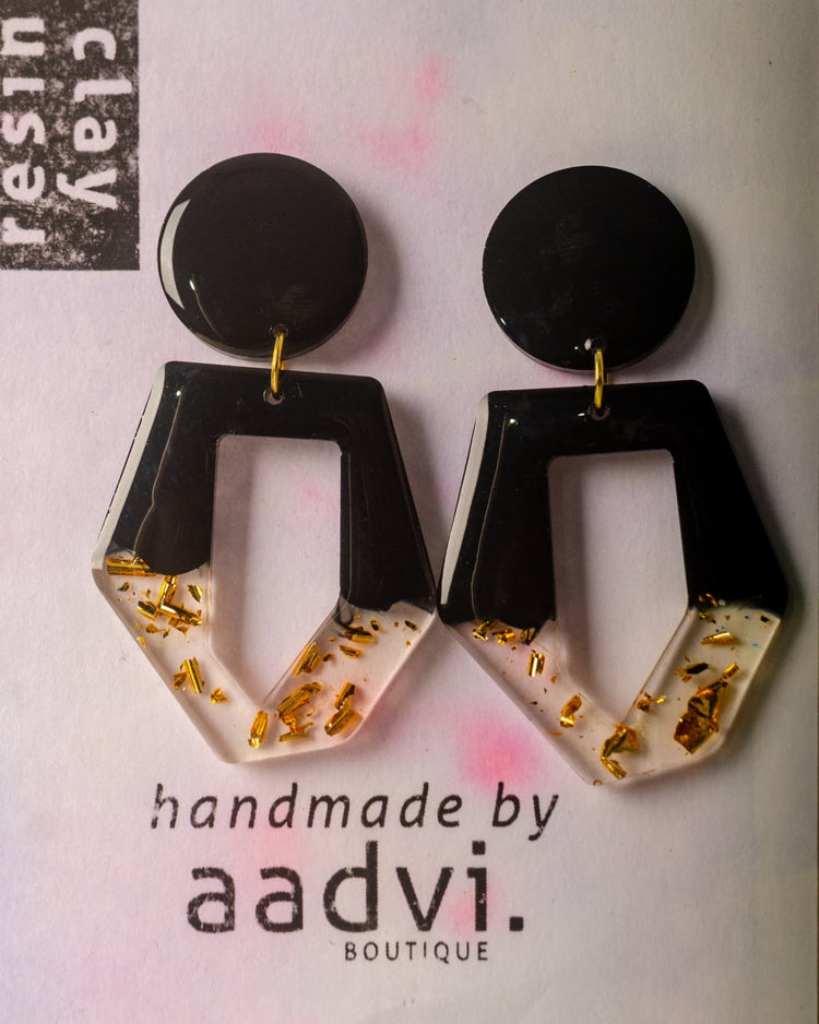 Aurora - Black Gold Drop Earrings
