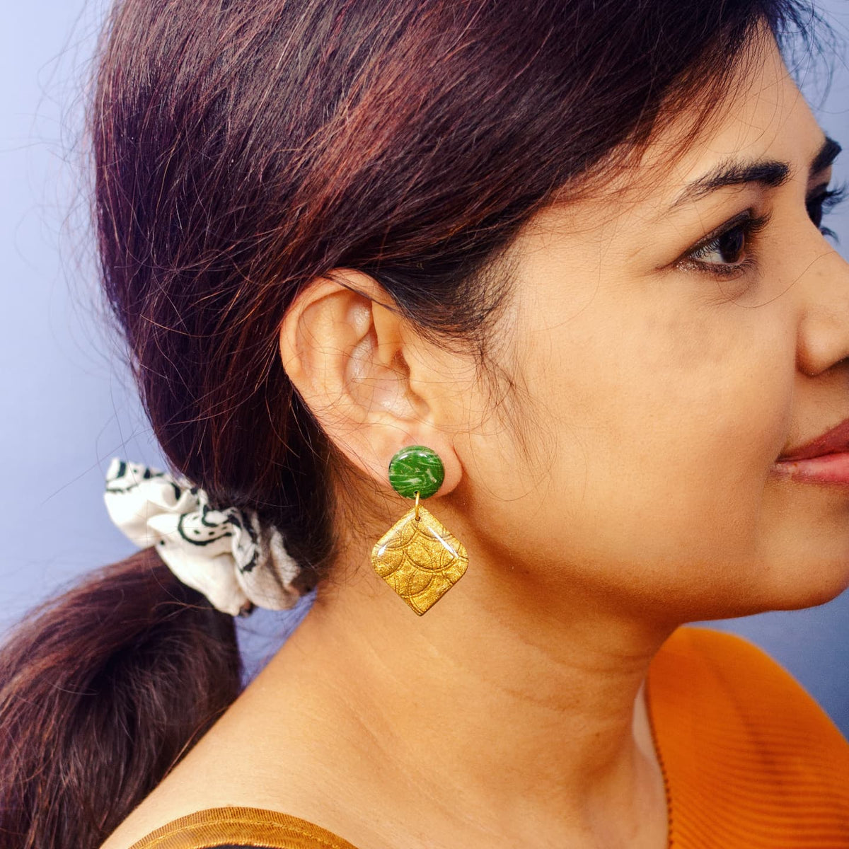 Amora - PolymerClay and Resin Dangle Earrings.