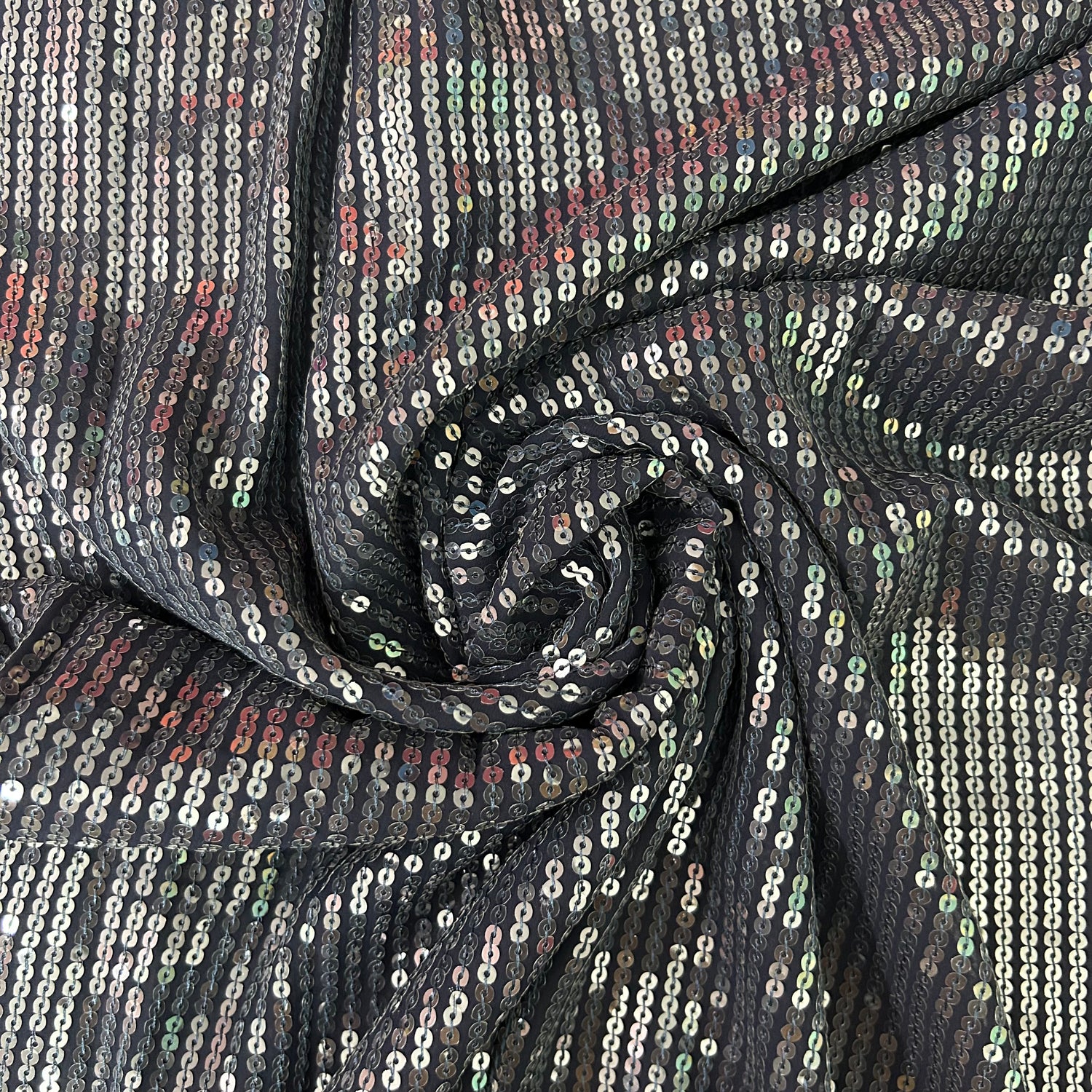 Navy Blue Georgette With Sequin Work Fabric