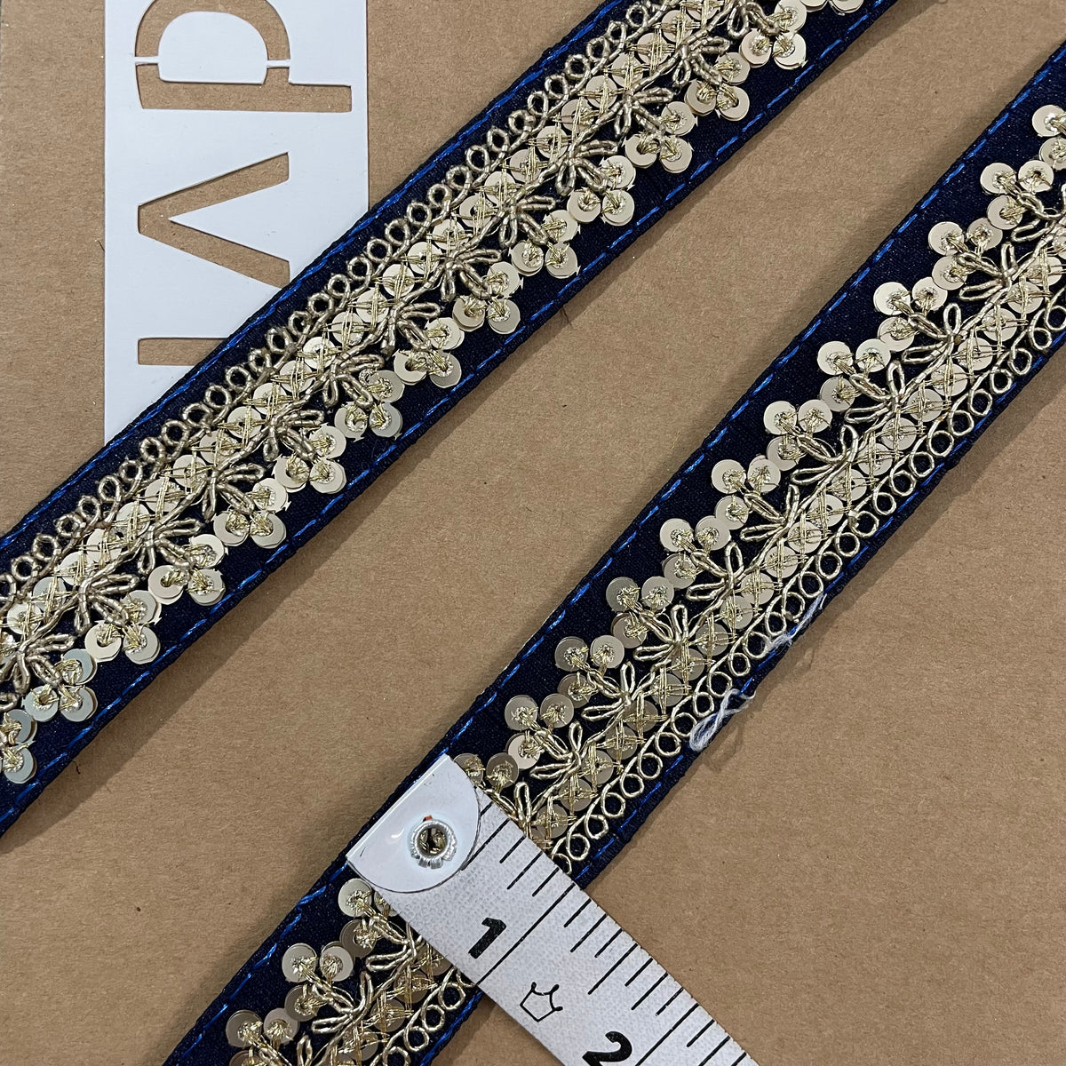 Blue sequins Lace 9 Meters Roll — view 3
