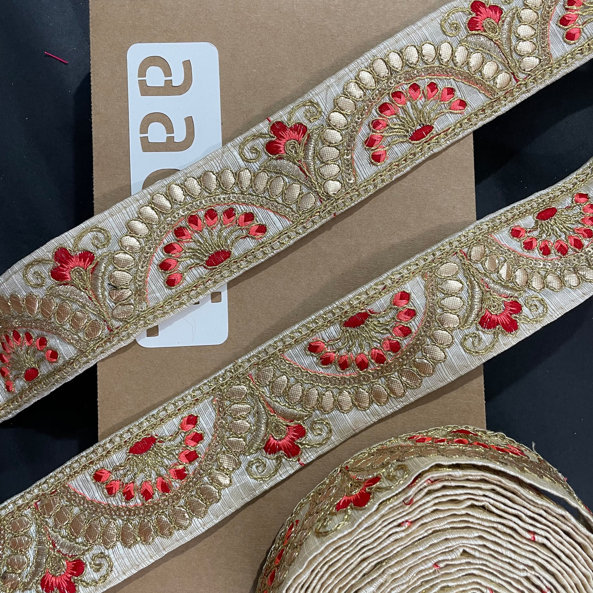 White Embroidered Lace 9 Meters Roll
