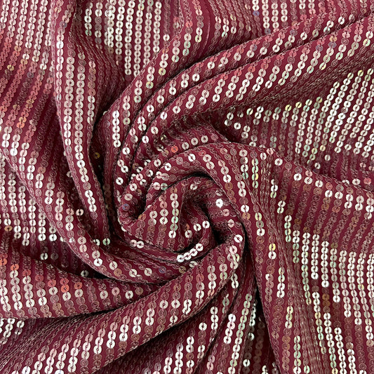 Maroon Georgette With Sequin Work Fabric