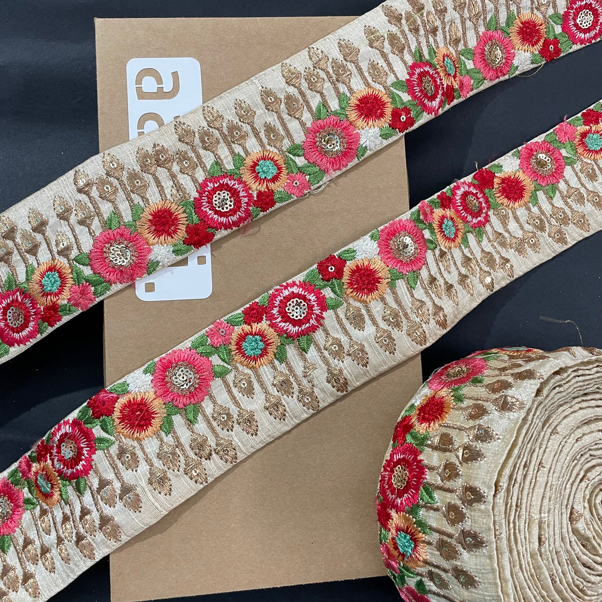 White Embroidered Lace 9 Meters Roll — view 2