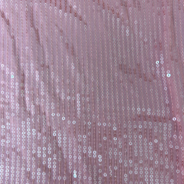 Baby Pink Georgette With Sequin Work Fabric