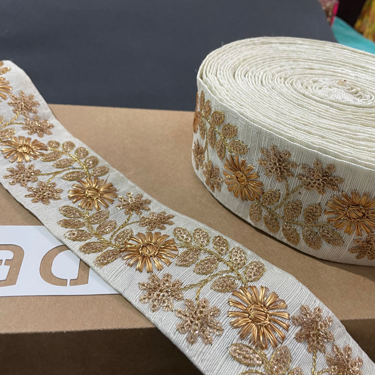 White Embroidered Lace 9 Meters Roll